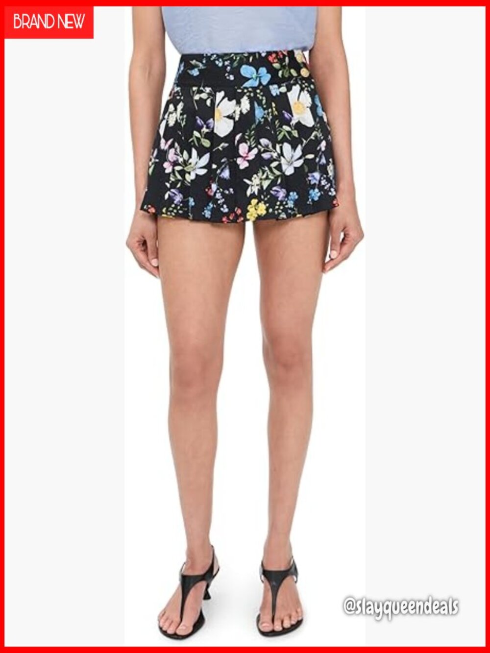 Pleated Mini Skort with Built-in Shorts, Lightweight Stretch Sateen